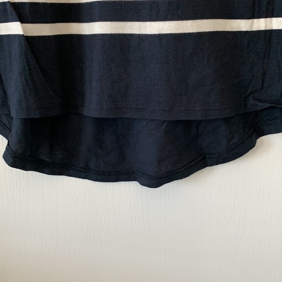 NWT LOFT Drop Shoulder High-Low Hem Striped Short Sleeves Top Size S - Picture 8 of 11